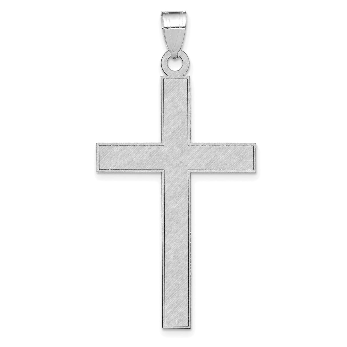 14k White Gold Cross Pendant, Polished Sleek Catholic Christian Charm for Women and Men