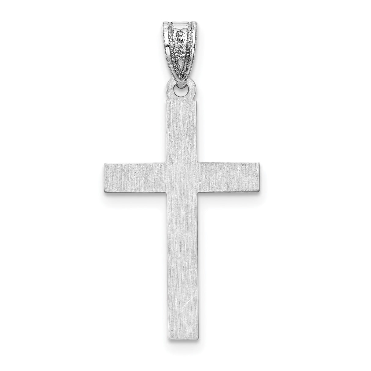 14k White Gold Cross Pendant, Polished Latin Christian Symbol, Unisex Religious Jewelry