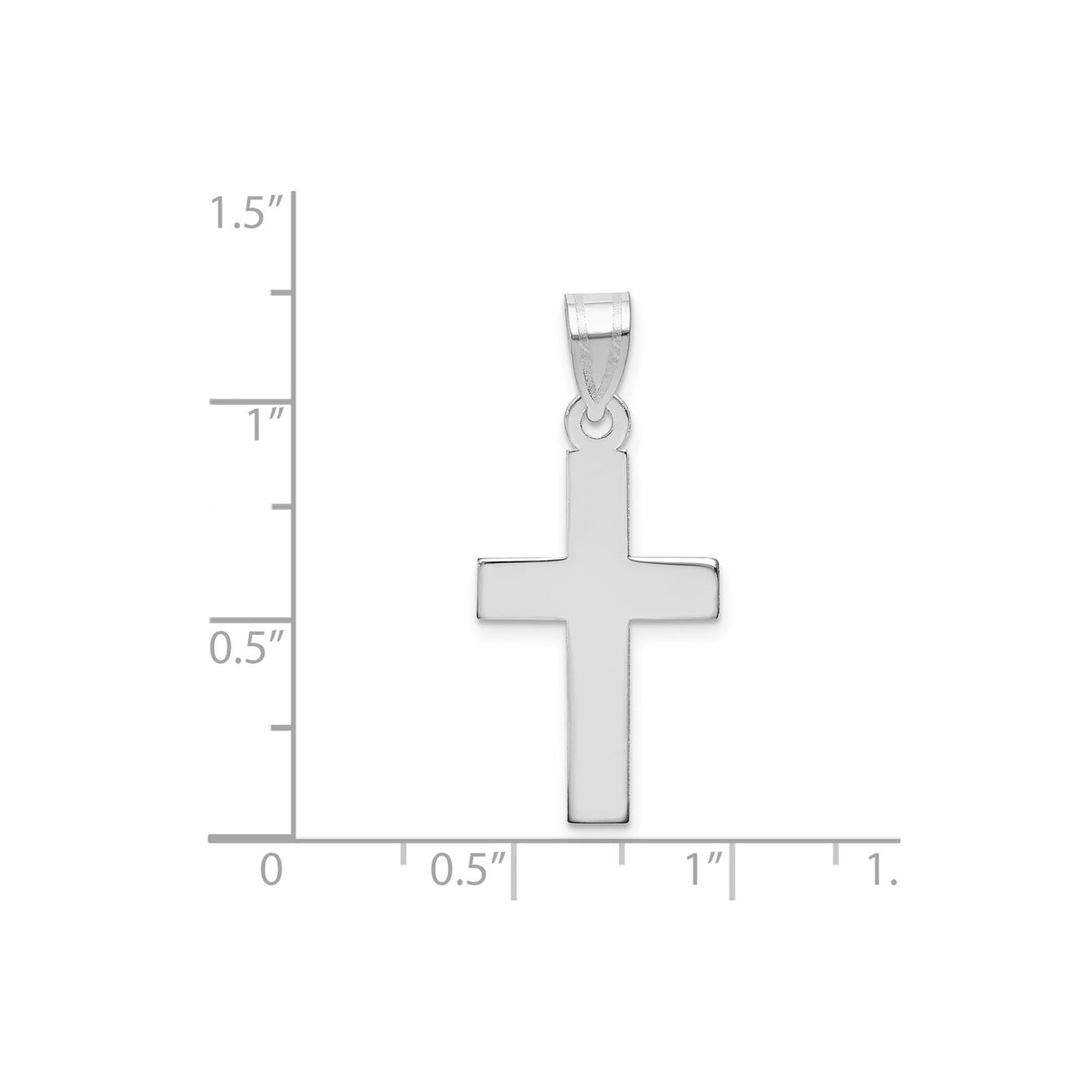 14k White Gold Cross Pendant, Polished Latin Christian Symbol, Unisex Religious Jewelry