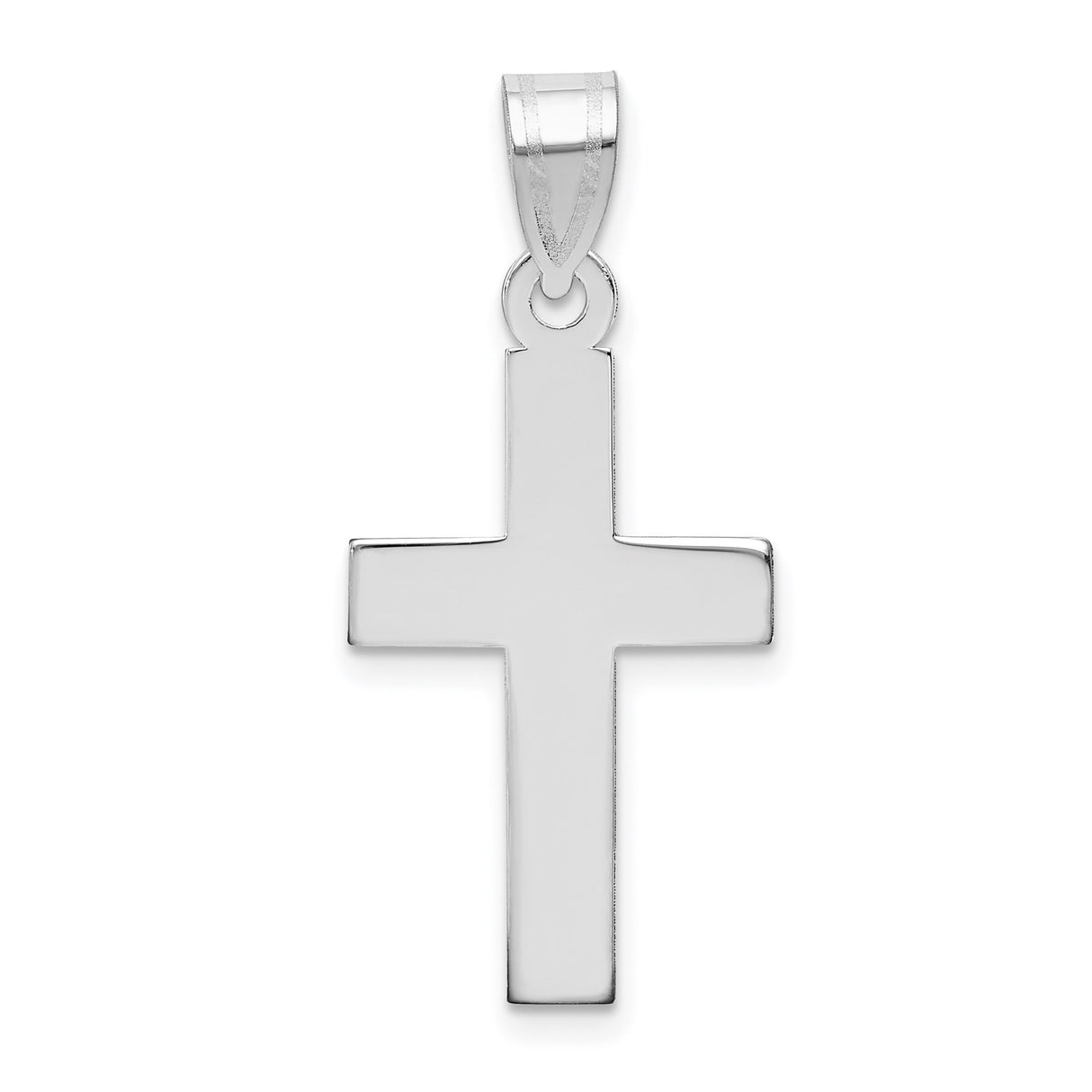 14k White Gold Cross Pendant, Polished Latin Christian Symbol, Unisex Religious Jewelry