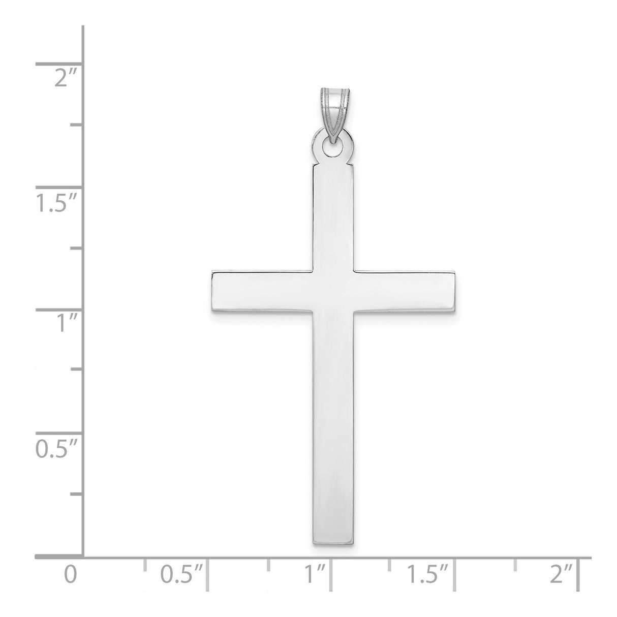 14k White Gold Cross Pendant, Simple Polished Latin Cross, Christian Religious Charm for Men and Women