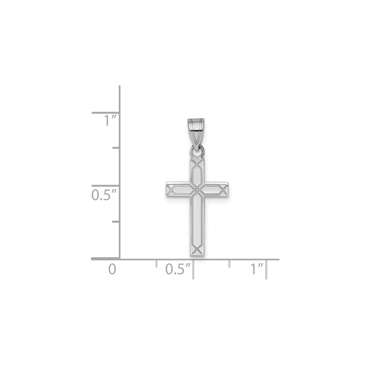 14k White Gold Cross Pendant, Geometric Design, Christian Religious Jewelry for Women or Unisex Wear