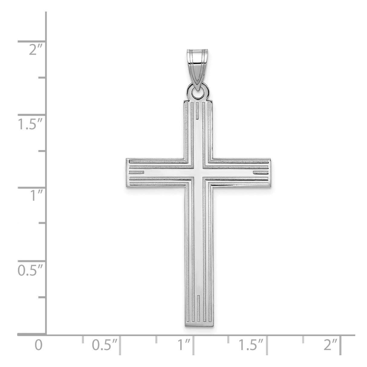 14k White Gold Cross Pendant, Sleek Modern Christian Unisex Charm