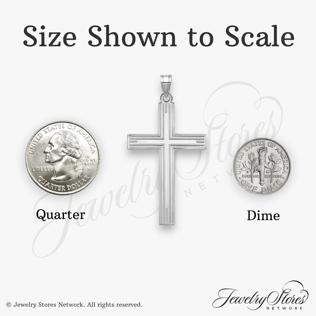 14k White Gold Cross Pendant, Sleek Modern Christian Unisex Charm