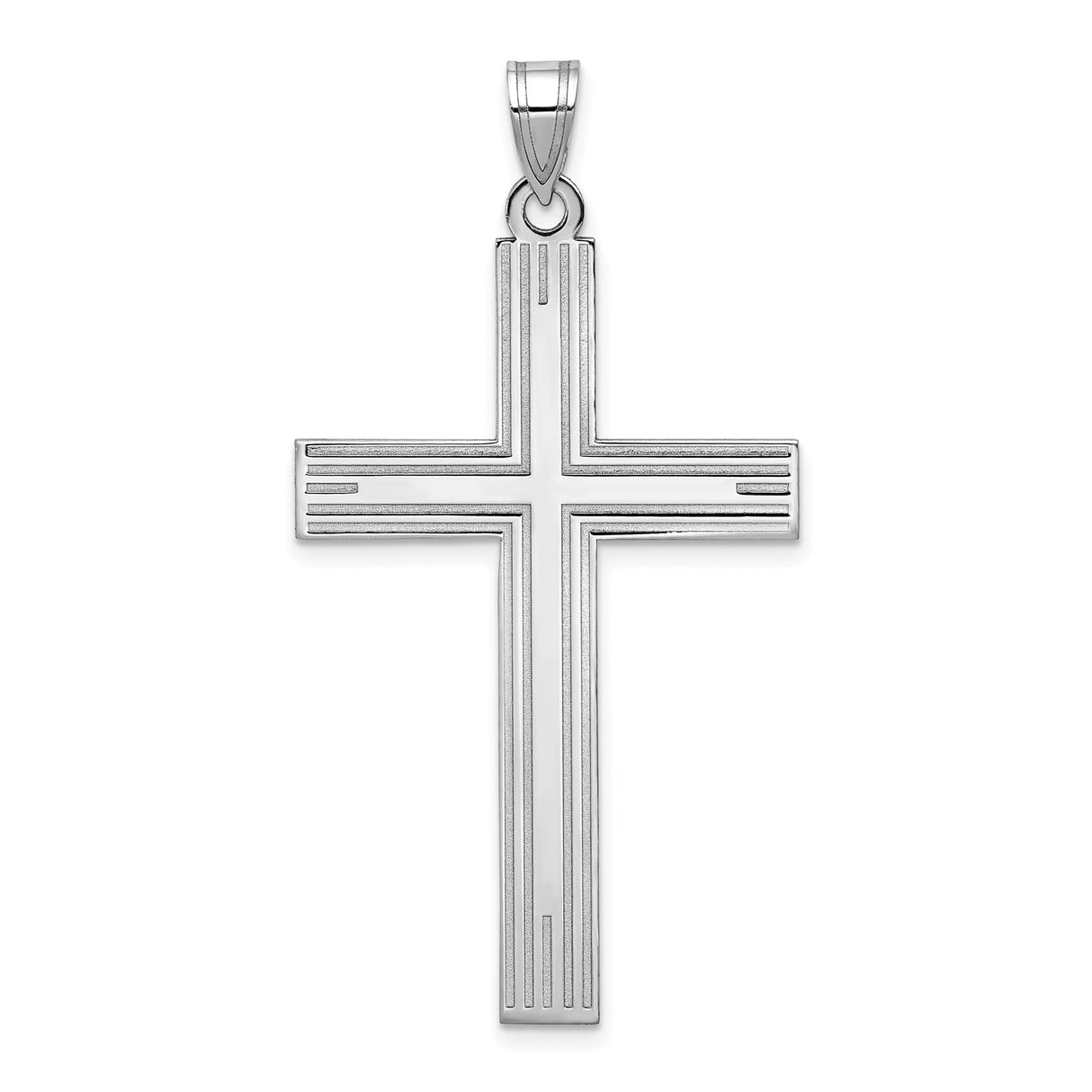 14k White Gold Cross Pendant, Sleek Modern Christian Unisex Charm