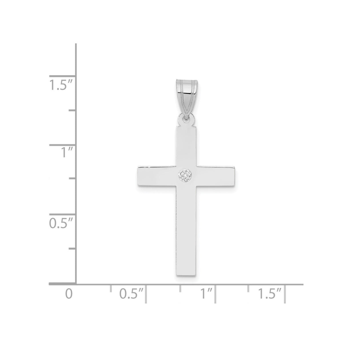 14k White Gold Cross Pendant with Diamond Accent, Minimalist Christian Jewelry