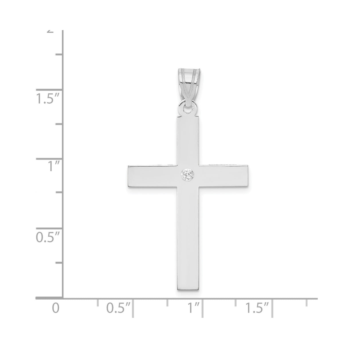 14k White Gold Cross Pendant with Diamond Accent, Classic Christian Symbol for Women or Unisex Wear