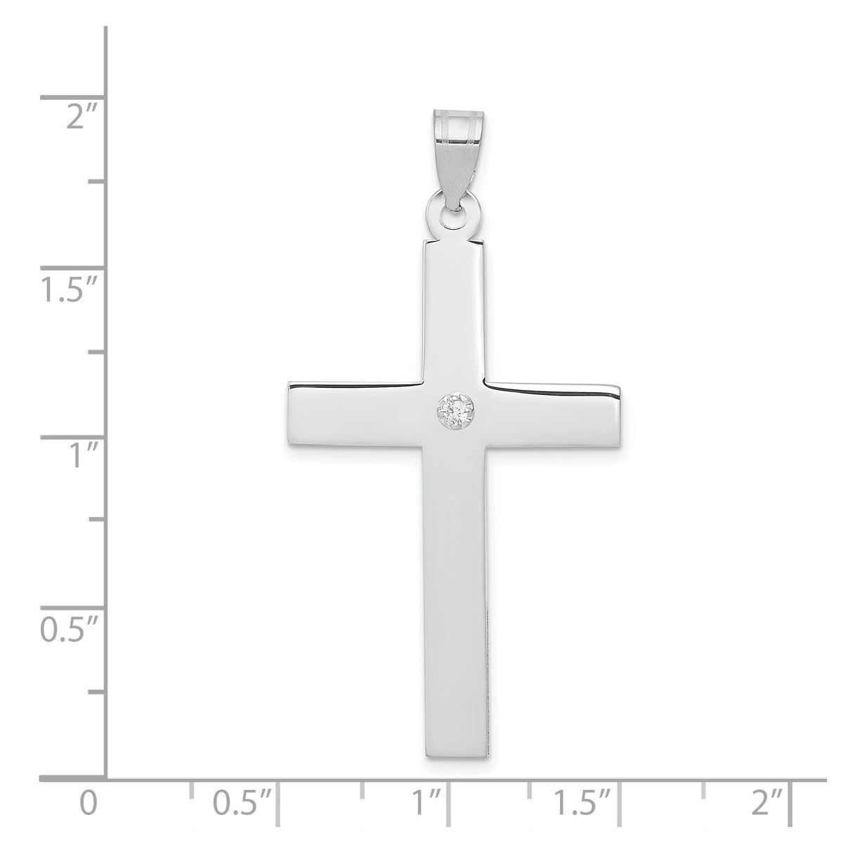 14k White Gold Cross Pendant with Diamond Accent, Minimalist Christian Jewelry for Women or Unisex