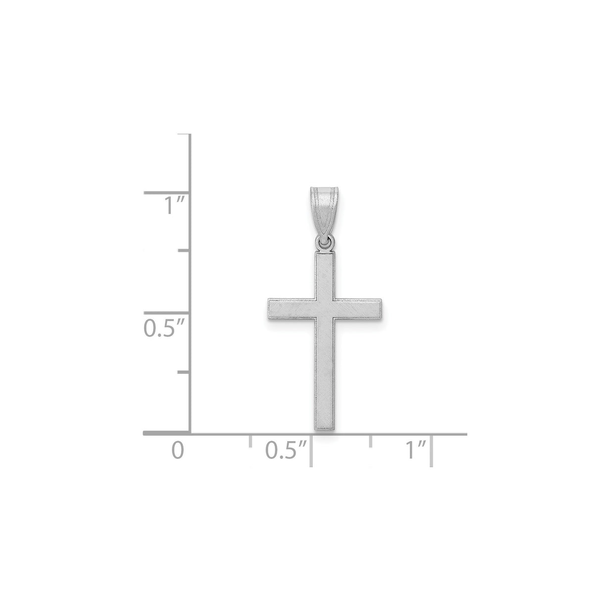 14k White Gold Cross Pendant with Brushed Finish, Unisex Christian Minimalist Charm