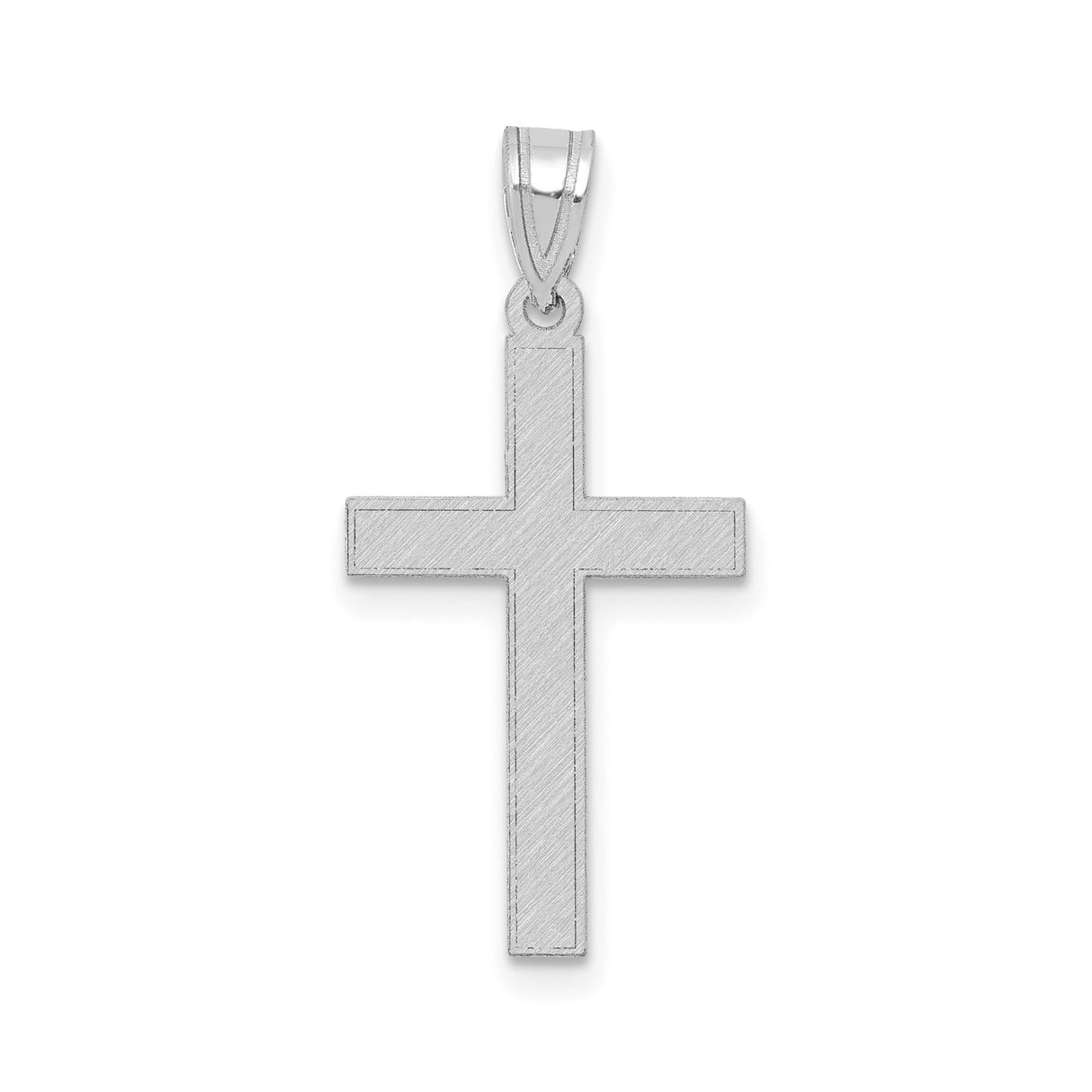 14k White Gold Cross Pendant with Brushed Finish, Unisex Christian Minimalist Charm
