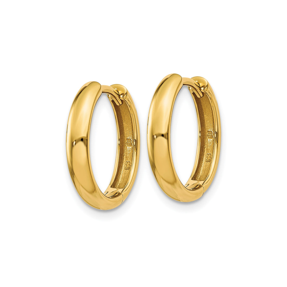 14k Yellow Gold Hoop Earrings, Classic Polished Round Huggie Style for Women