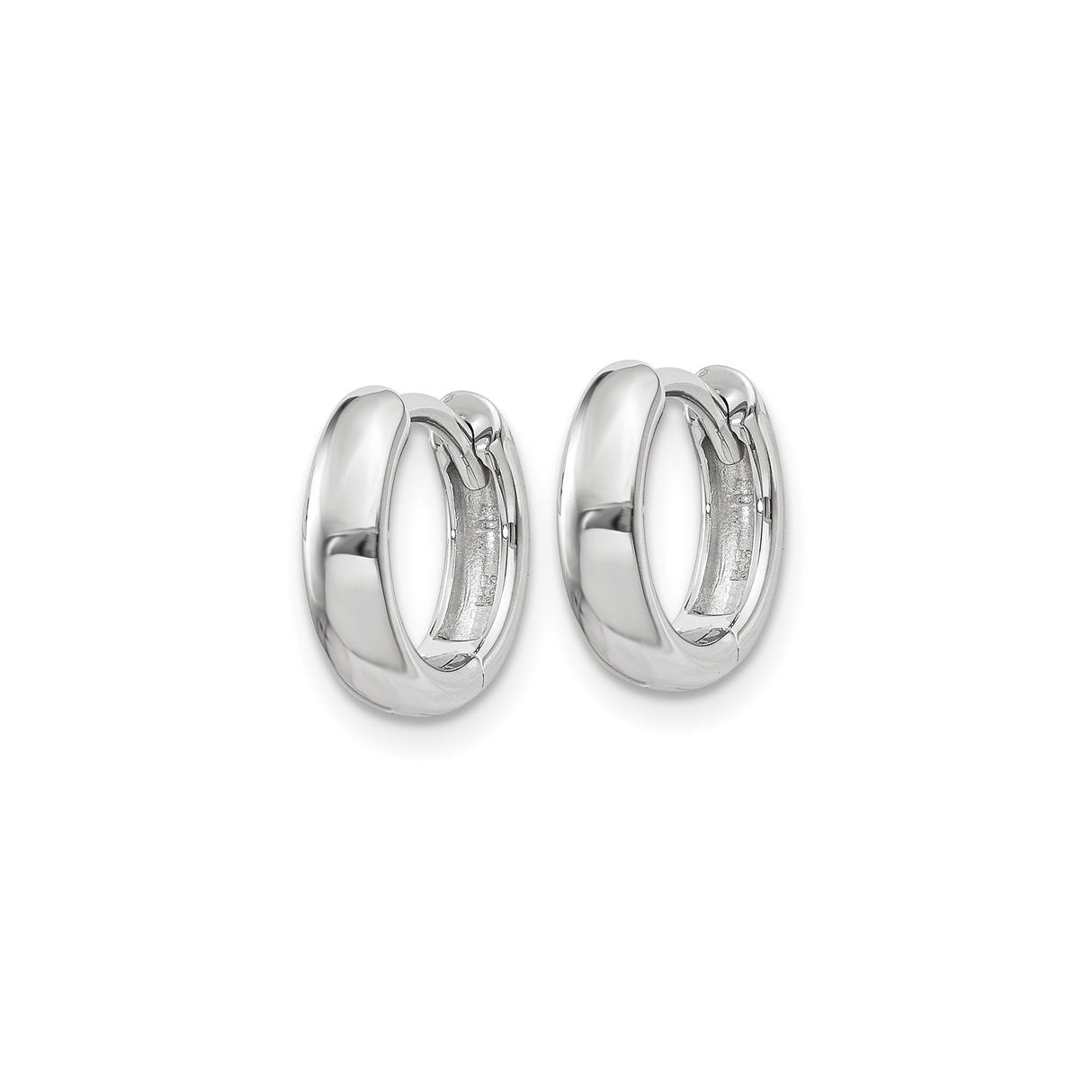 14k White Gold Hoop Earrings, Polished Hinged Design, Minimalist Style for Women