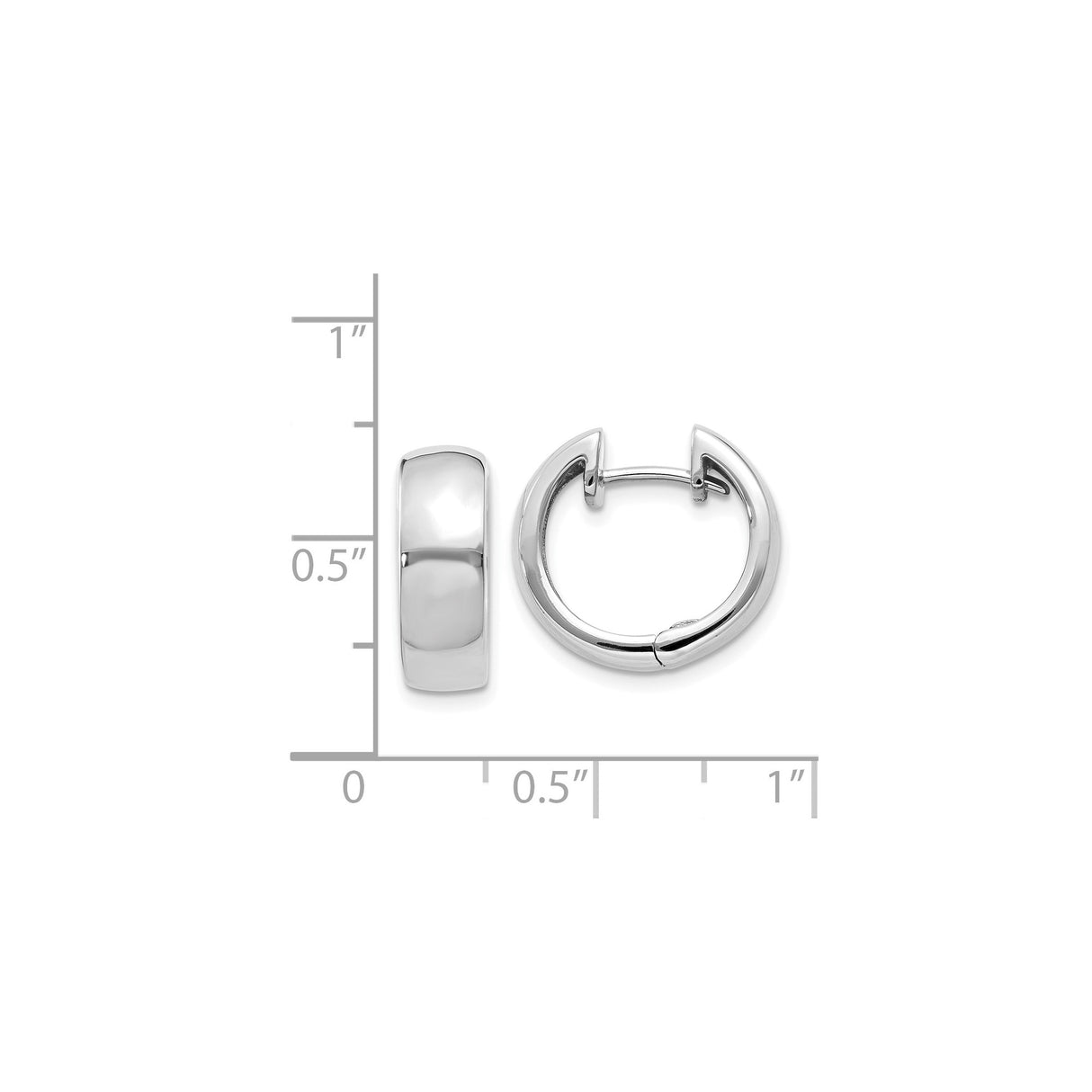 14k White Gold Hoop Earrings, Classic Round Huggie Style, Polished Minimalist Design for Women