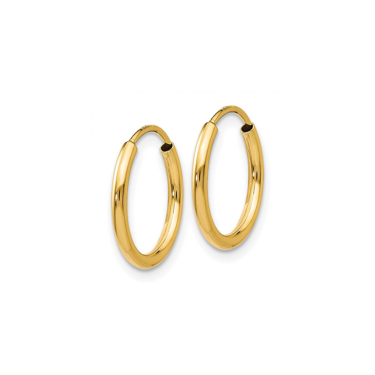 14k Yellow Gold Hoop Earrings, Lightweight Smooth Finish Classic Style for Women