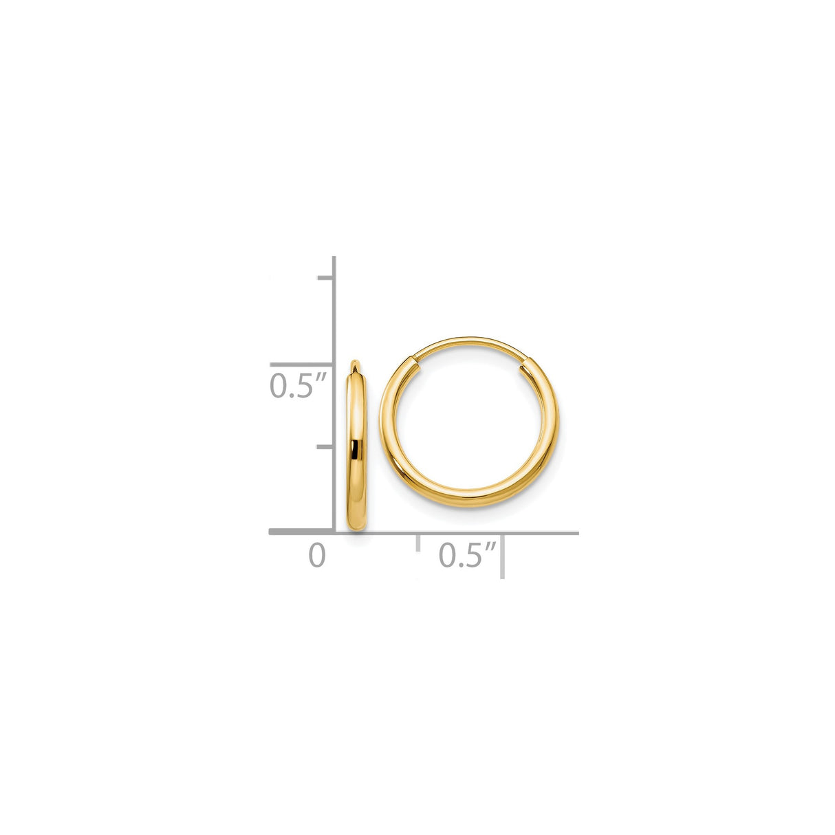 14k Yellow Gold Hoop Earrings, Lightweight Smooth Finish Classic Style for Women
