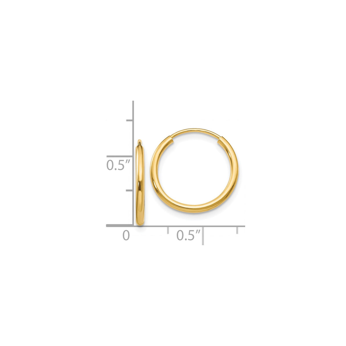 14k Yellow Gold Hoop Earrings, Classic Polished Lightweight Design for Women