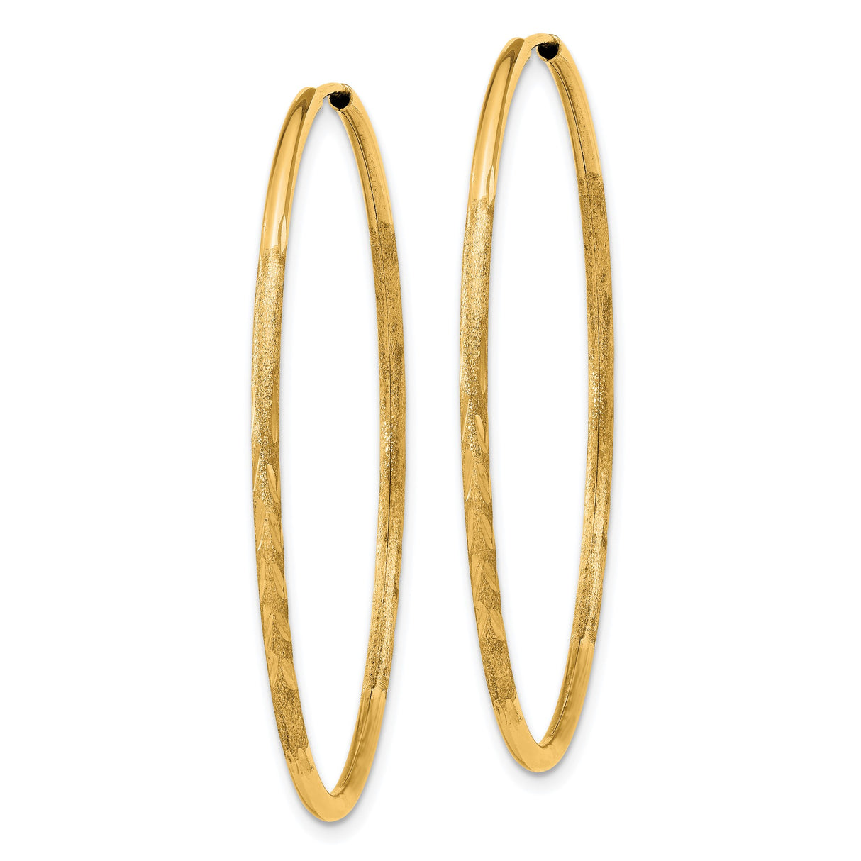 14k Yellow Gold Hoop Earrings, Lightweight Polished with Textured and Diamond-Cut Finish