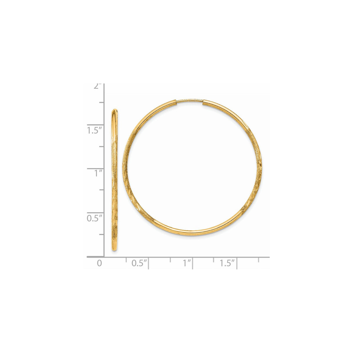 14k Yellow Gold Hoop Earrings, Lightweight Polished with Textured and Diamond-Cut Finish