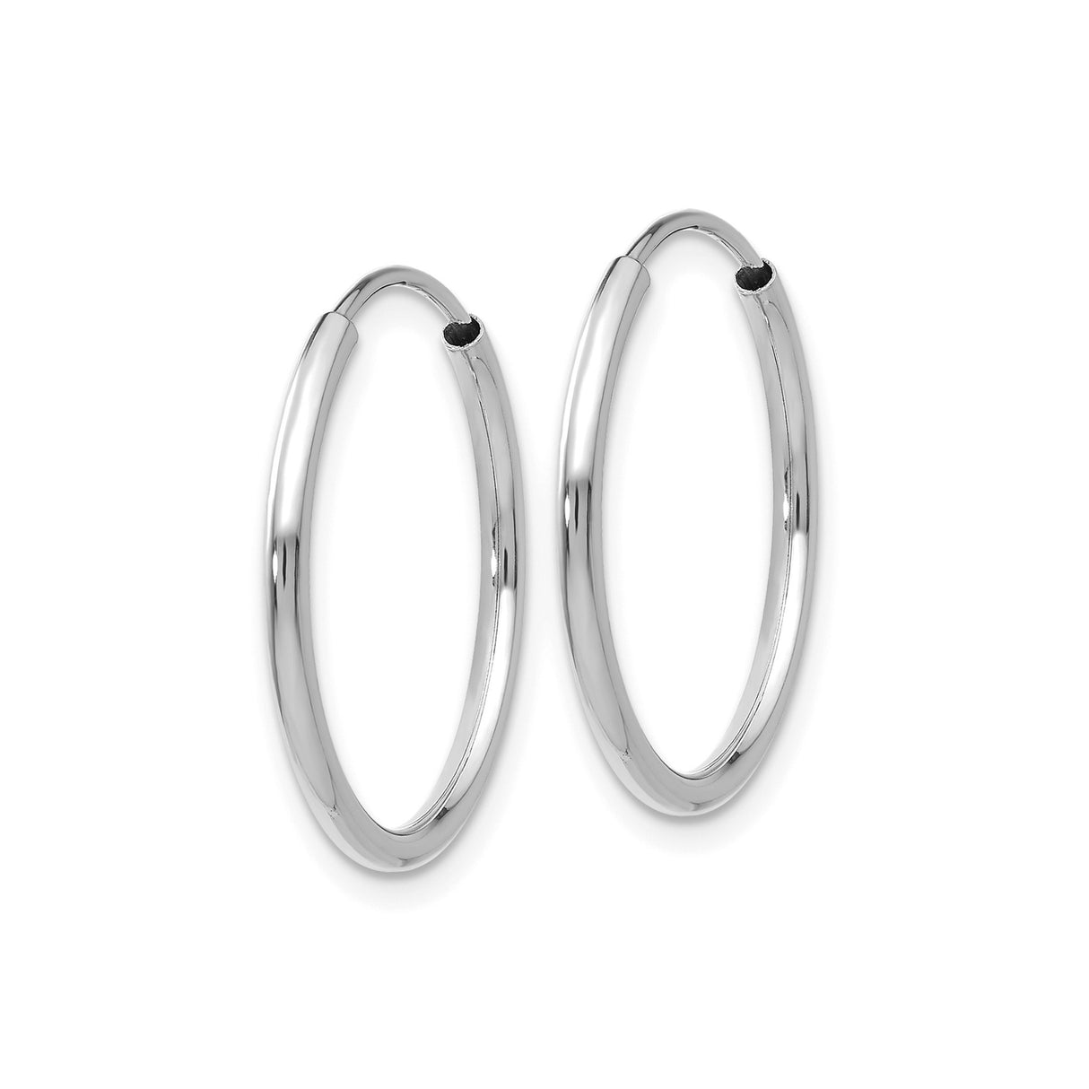 14k White Gold Hoop Earrings, Polished Endless Design with Modern Minimalist Style
