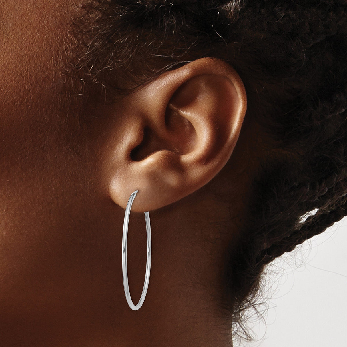 14k White Gold Hoop Earrings with Sleek Minimalist Design for Women