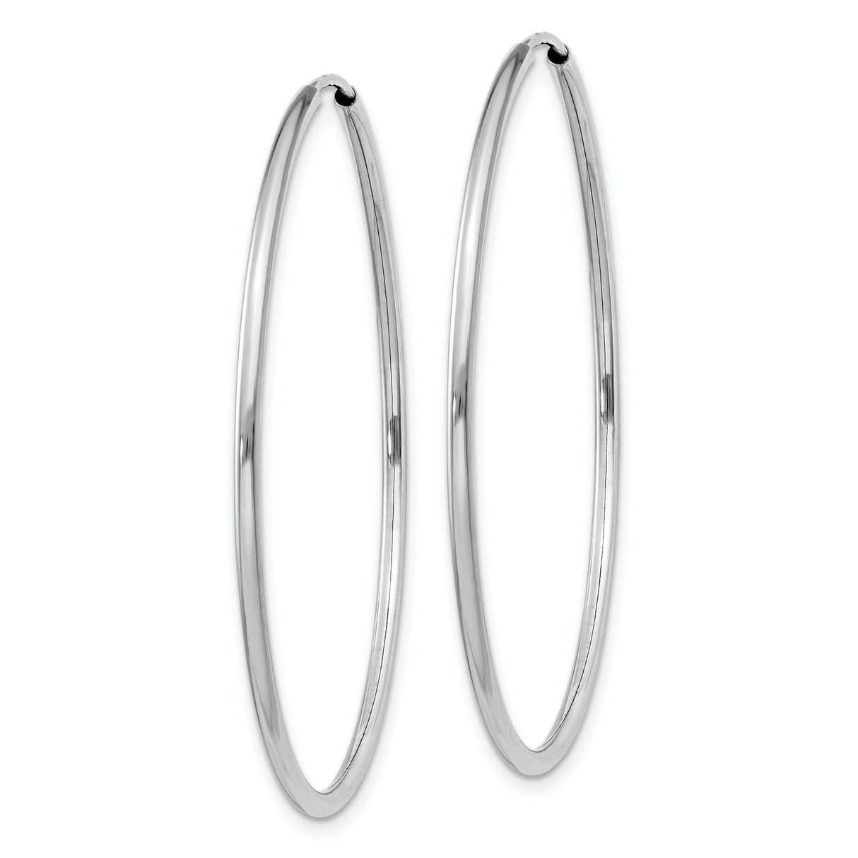 14k White Gold Hoop Earrings, Lightweight High Polish Endless Hoops for Women