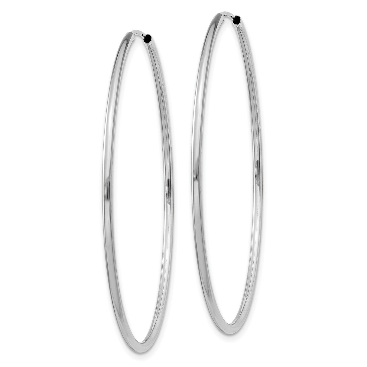 14k White Gold Hoop Earrings, Sleek Polished Round Minimalist Design for Women