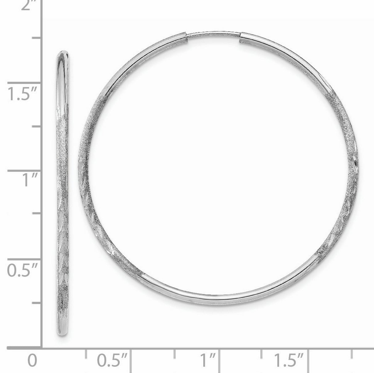 14k White Gold Bangle Bracelet with Textured and Polished Finish, Etched Minimalist Design