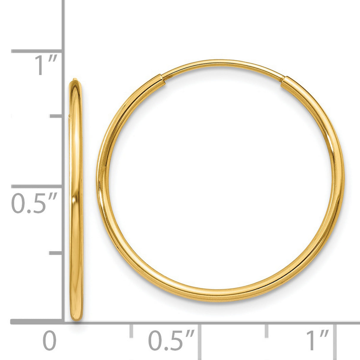 14k Yellow Gold Hoop Earrings, Classic Round Minimalist Design for Women