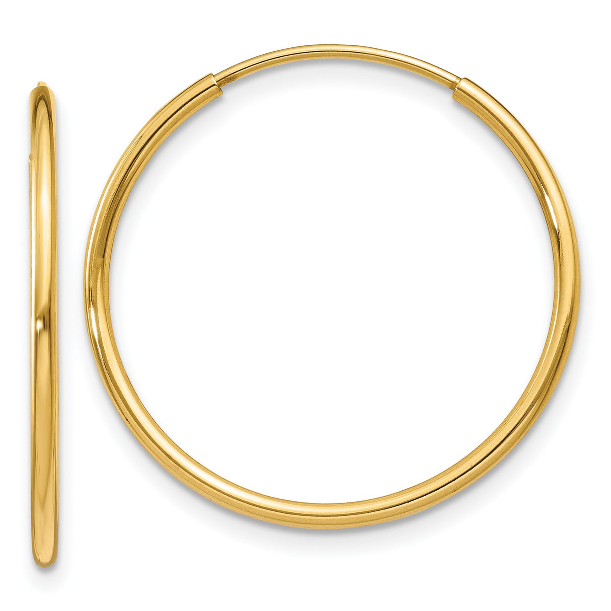 14k Yellow Gold Hoop Earrings, Classic Round Minimalist Design for Women
