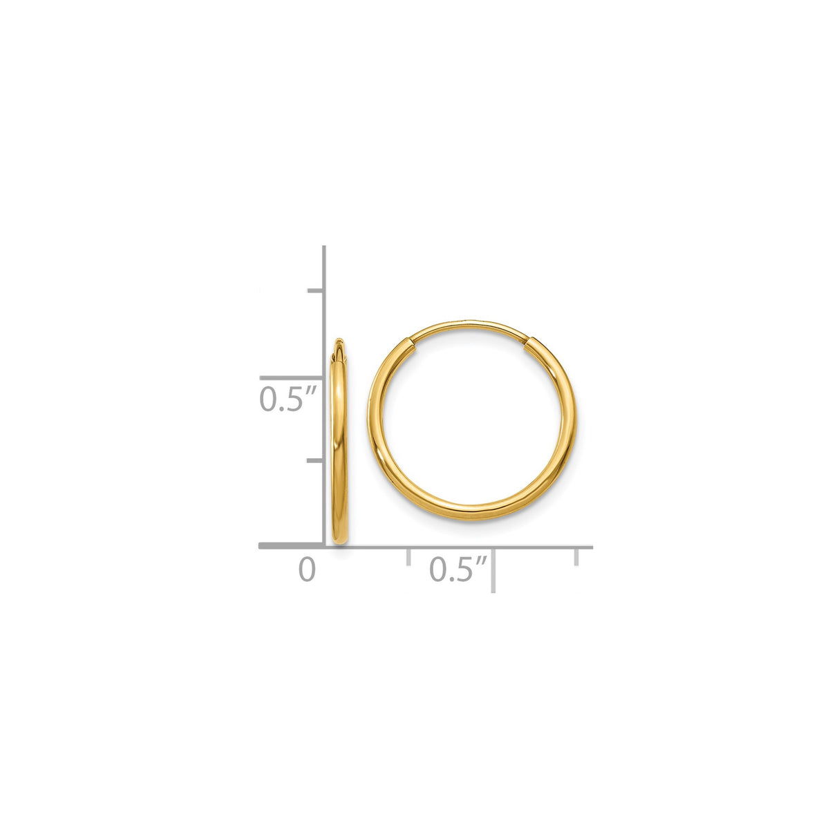 14k Yellow Gold Hoop Earrings with Smooth Polished Finish, Minimalist Circular Design