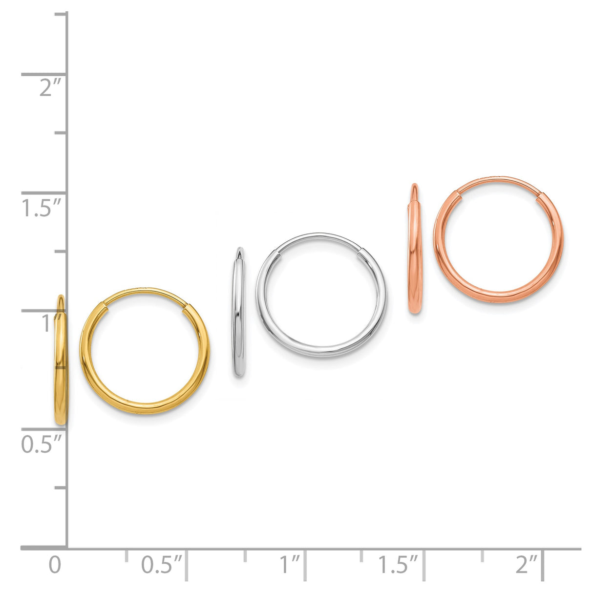 14k Yellow Gold Hoop Earrings Set, Small Polished Minimalist Design, Unisex Three-Pair Set