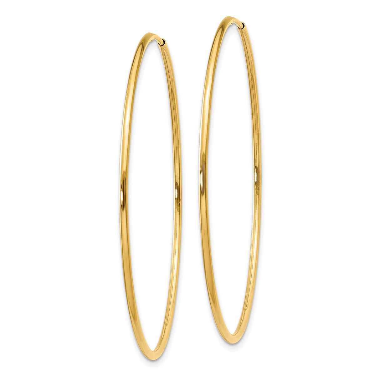 14k Yellow Gold Hoop Earrings, Classic Polished Round, Lightweight Minimalist Style for Women