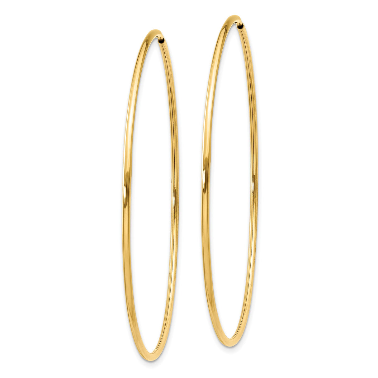 14k Yellow Gold Hoop Earrings, Large Thin Round Smooth Style, Lightweight Everyday Design