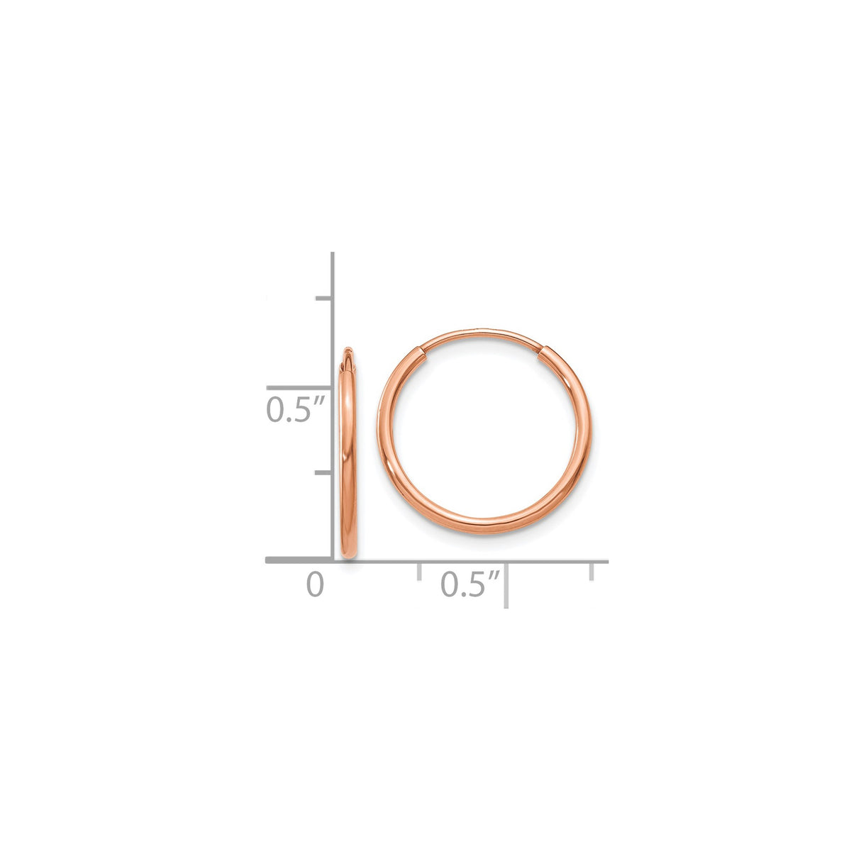 14k Rose Gold Hoop Earrings, Small Endless Round Hoops with Polished Finish