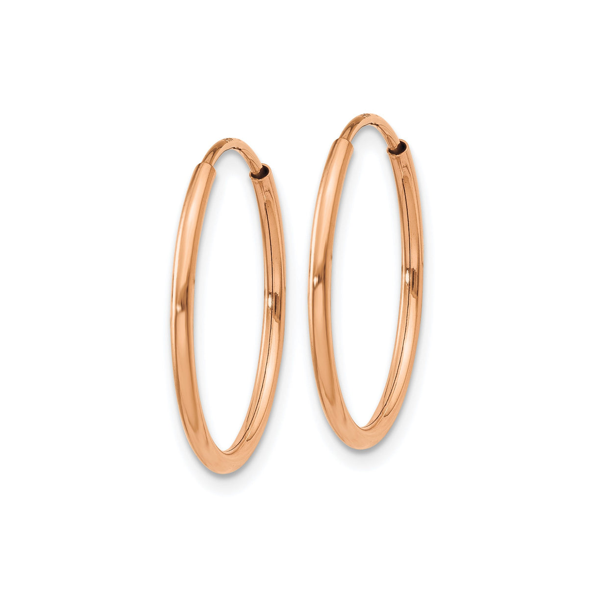 14k Rose Gold Hoop Earrings, Classic Round Polished Finish, Lightweight Minimalist Style