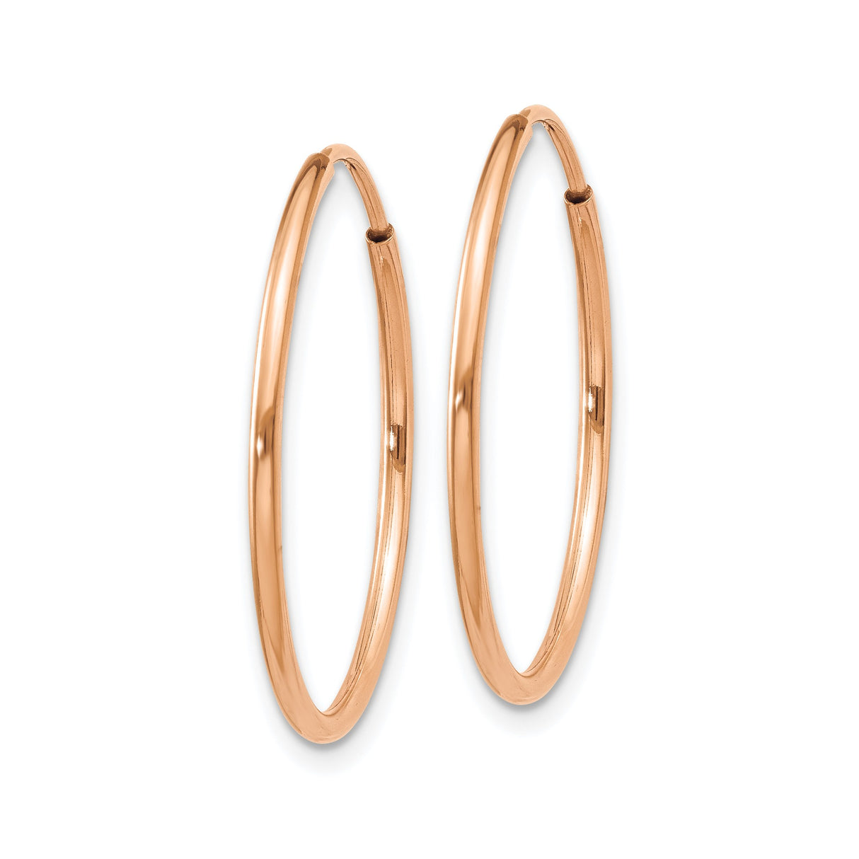14k Rose Gold Hoop Earrings, Polished Minimalist Round Hoops for Women