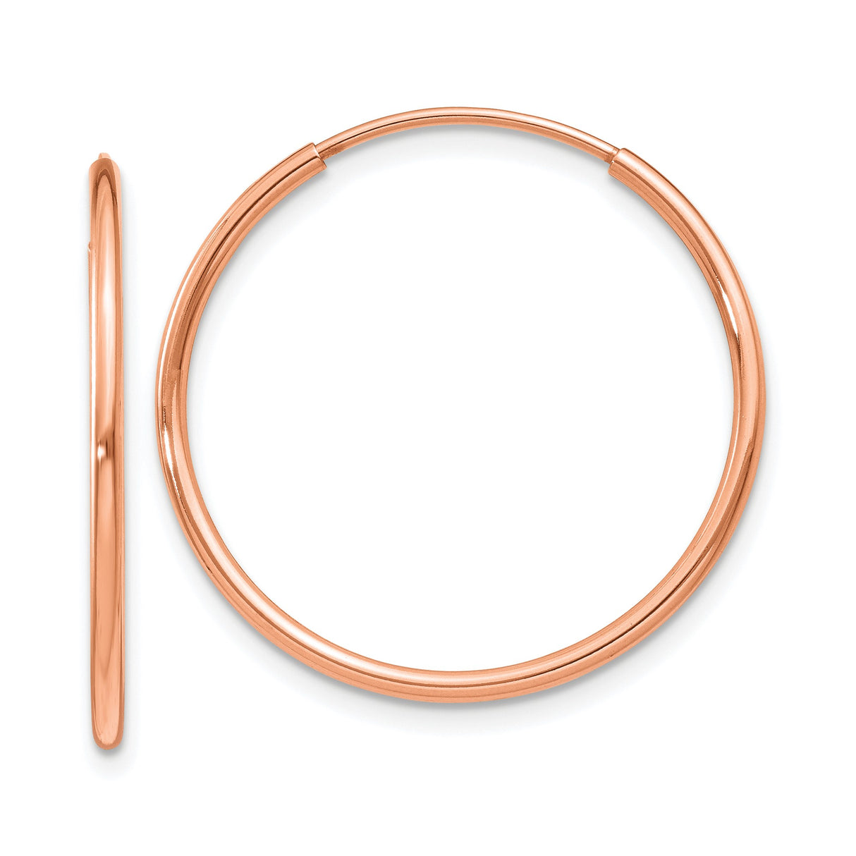 14k Rose Gold Hoop Earrings, Polished Minimalist Round Hoops for Women