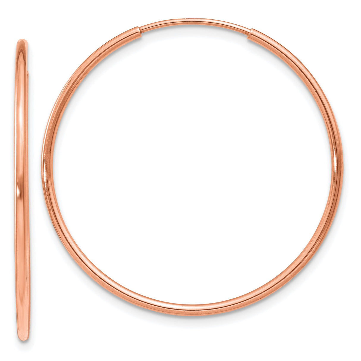 14k Rose Gold Hoop Earrings, Classic Polished Hollow Hoops, Lightweight Minimalist Style