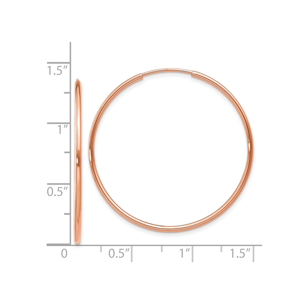 14k Rose Gold Hoop Earrings, Smooth Polished Finish, Lightweight Thin Minimalist Design