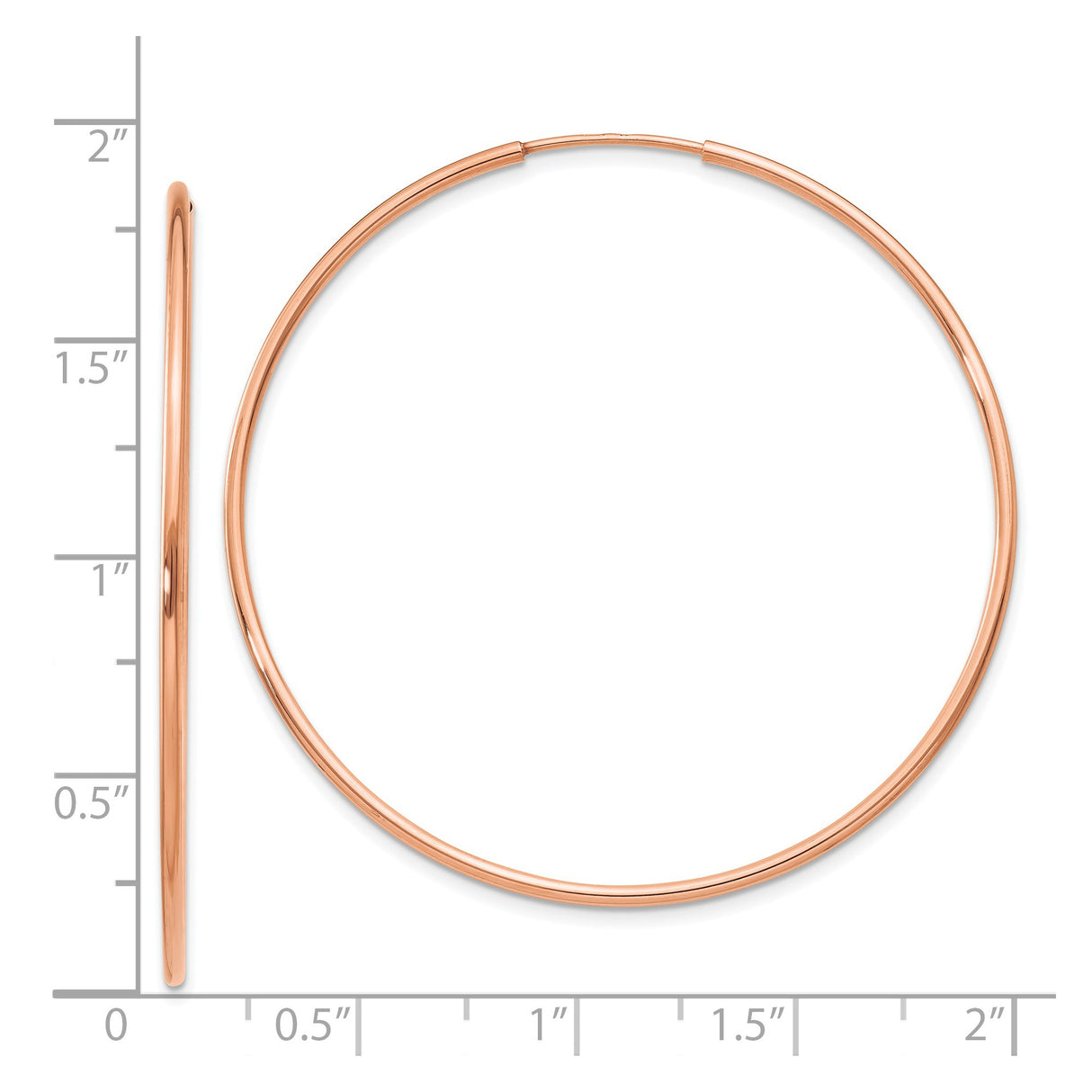 14k Rose Gold Hoop Earrings, Simple Endless Round Design, Minimalist Style for Women