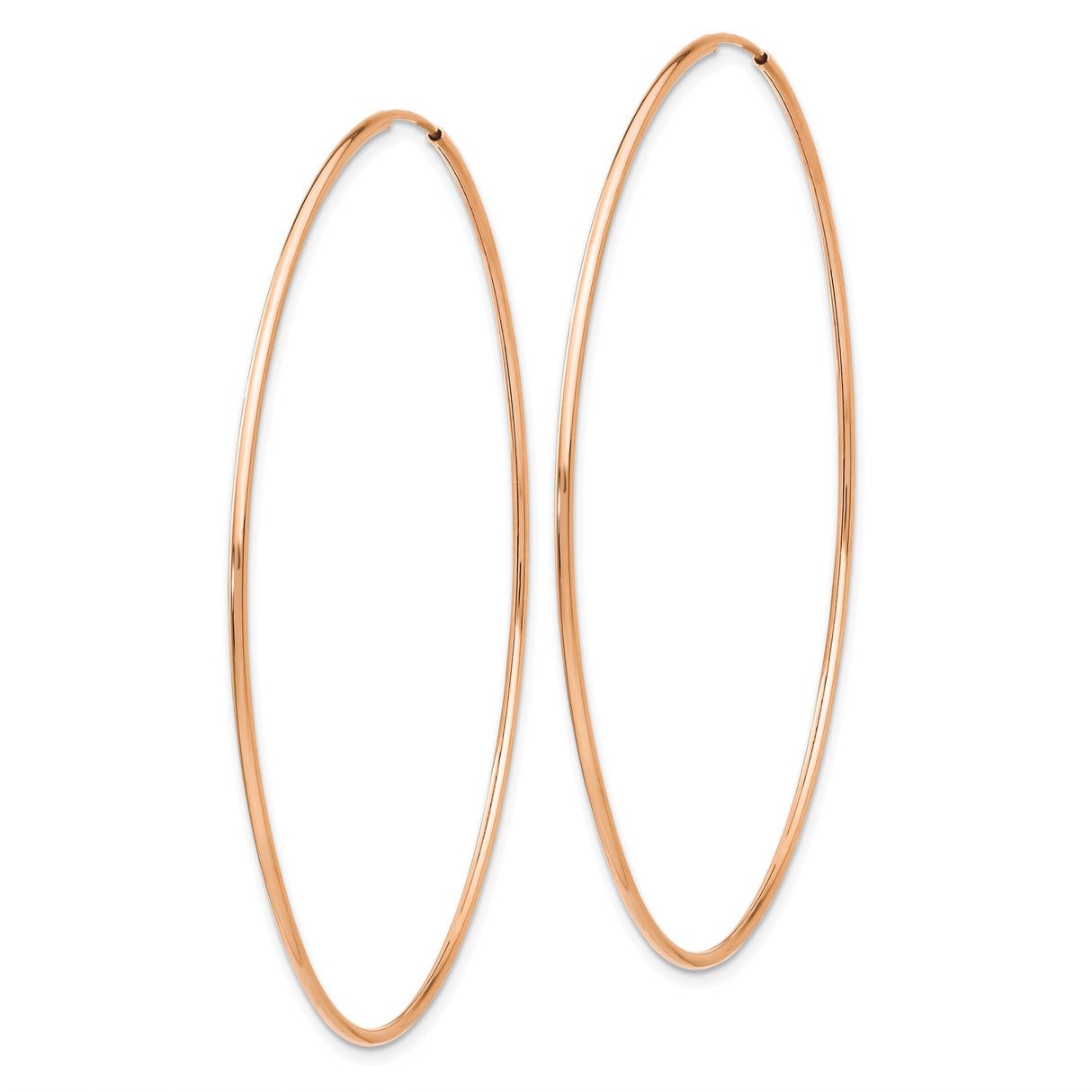 14k Rose Gold Hoop Earrings, Large Lightweight Round Hoops with Sleek Minimalist Design