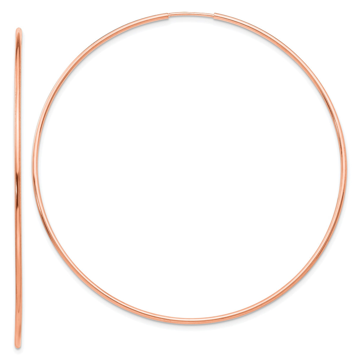 14k Rose Gold Hoop Earrings, Large Lightweight Round Hoops with Sleek Minimalist Design
