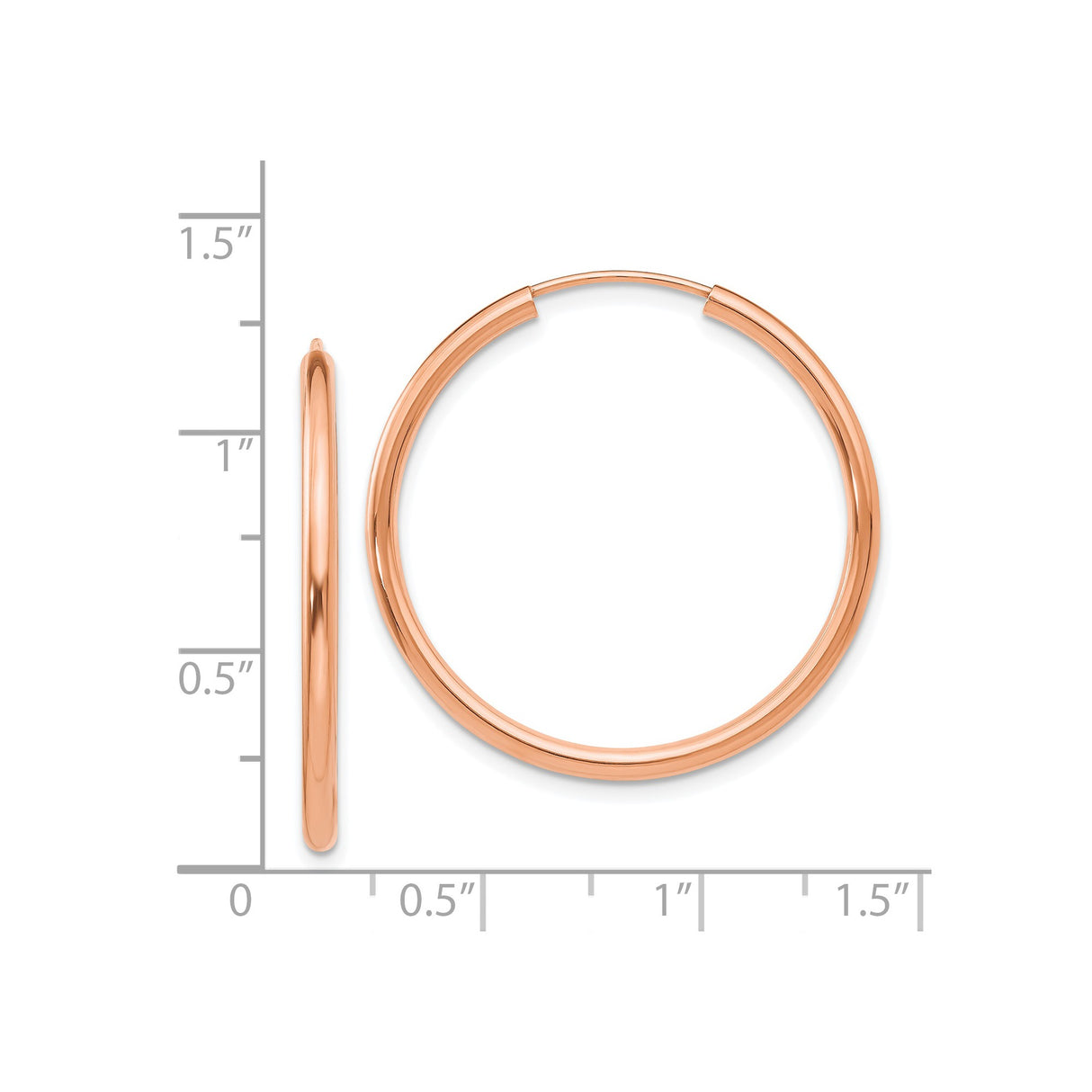 14k Rose Gold Hoop Earrings, Medium Round Polished Hoops, Minimalist Design for Women