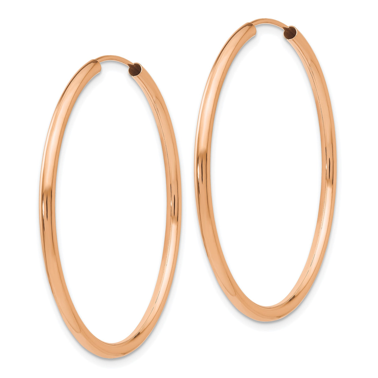 14k Rose Gold Hoop Earrings with Smooth Polished Finish, Lightweight Minimalist Design