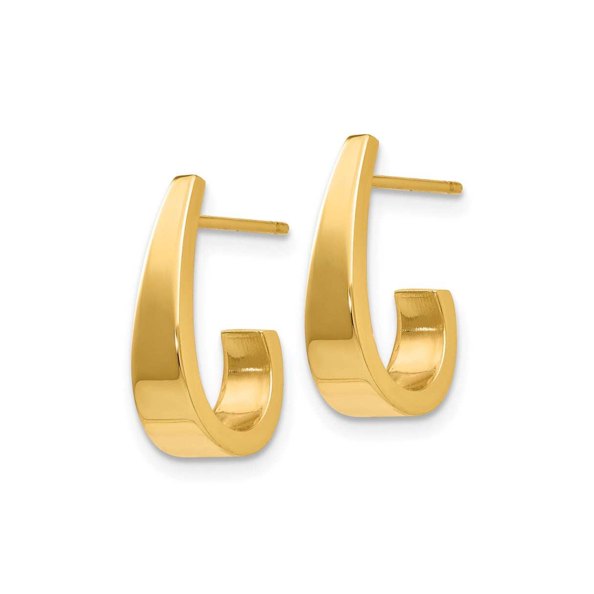 14k Yellow Gold Hoop Earrings, Sleek Tapered Minimalist Design for Women