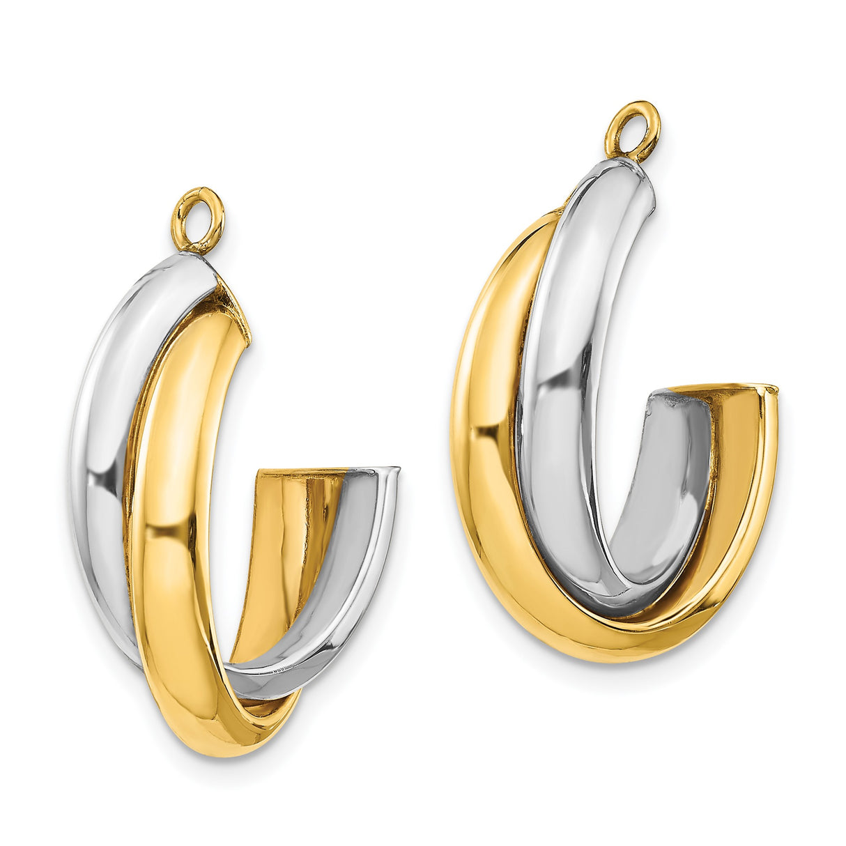 14k Two-Tone Gold Hoop Earrings with Twisted Polished Design for Women