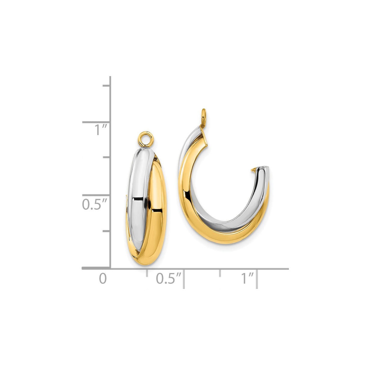 14k Two-Tone Gold Hoop Earrings with Twisted Polished Design for Women