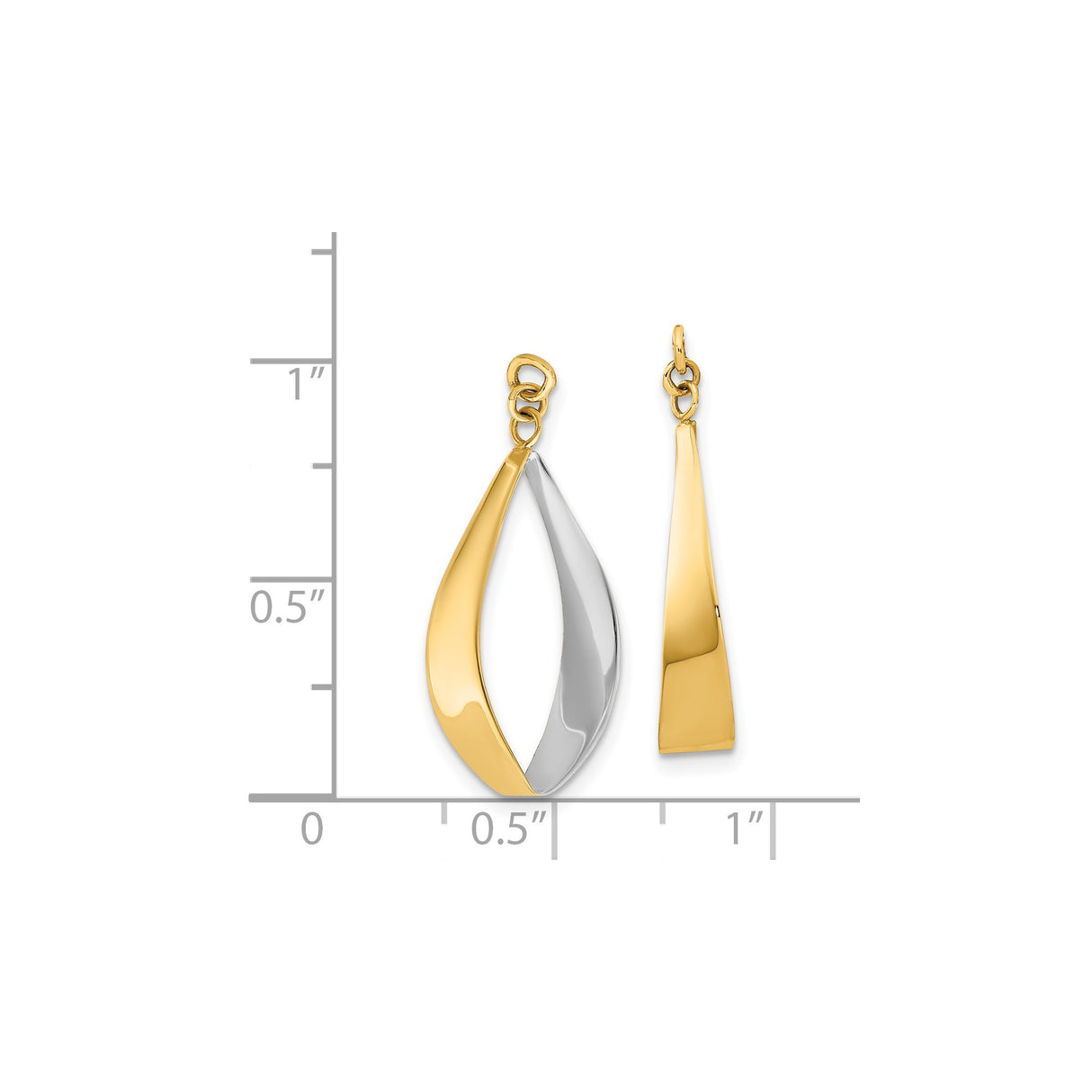 14k Two Tone Gold Dangle Teardrop Earrings with Twisted Drop Design for Women