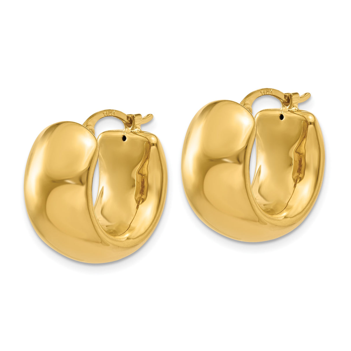 14k Yellow Gold Hoop Earrings, Chunky Huggie Style with Smooth Polished Finish for Women
