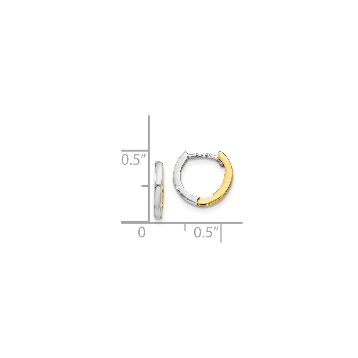 14k Two-Tone Gold Hoop Earrings, Yellow and White Gold, Polished Minimalist Design